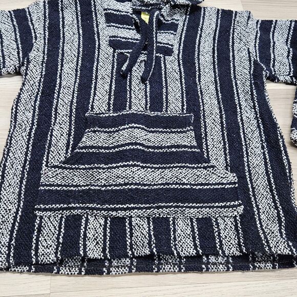 FRANK'S Womens Blue Mexican Baja Hoodie Poncho Size Medium - Picture 2 of 7